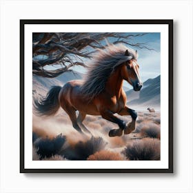 Horse Running In The Desert 2 Art Print