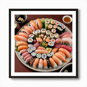 Exotic Sushi Platter An Exotic Sushi Platter Featuring An Assortment Of Sushi Rolls Sashimi And Nigi 597229596 Art Print