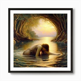 Woman In The Water 8 Art Print