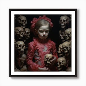Girl Among Skulls Art Print