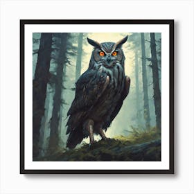 Owl In The Forest 96 Art Print