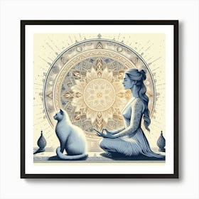 Cat And Woman Canvas Print Art Print