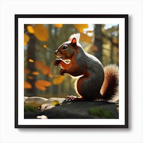 Squirrel In The Woods 36 Art Print