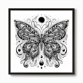 Black And White Butterfly Art 1 Art Print