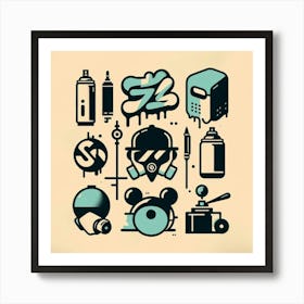 Graffiti Icon Set Art Print