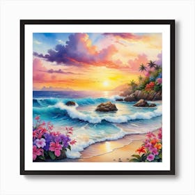 Sunset On The Beach Art Print