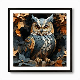 Owl In The Forest Art Print