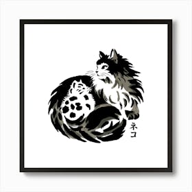 Sumi-e Kitties Art Print