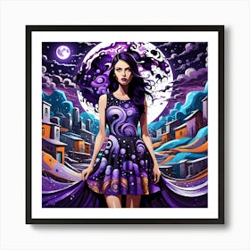 Woman In A Purple Dress 7 Art Print