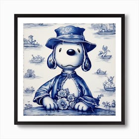 Snoopy Dog Delft Tile Illustration 3 Art Print
