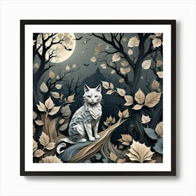 Cat In The Forest 3 Art Print