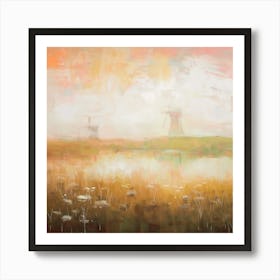 A warm landscape with a windmill 2 Art Print