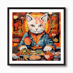 Asian Cat Art Print