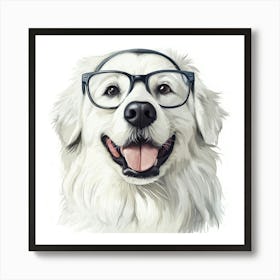 Portrait Of A Dog With Glasses 1 Art Print