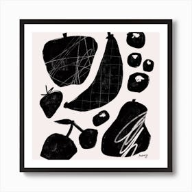 Abstract Fruit White Square Art Print