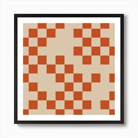Modern Checkerboard in Terracotta Rust Art Print