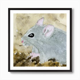 Gray Mouse Watercolor Painting Art Print