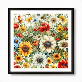 Watercolor Wildflowers Art Print