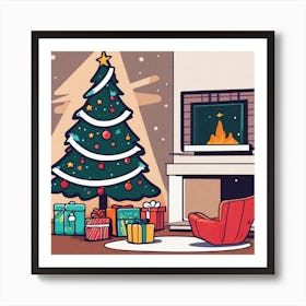 Christmas Tree In The Living Room 91 Art Print