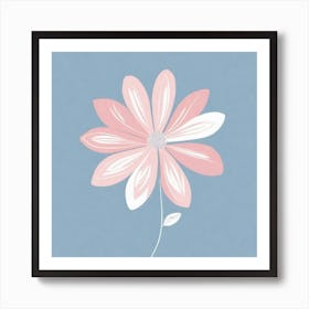 A White And Pink Flower In Minimalist Style Square Composition 415 Art Print