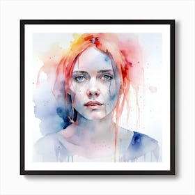 Watercolor Portrait Of A Woman Art Print