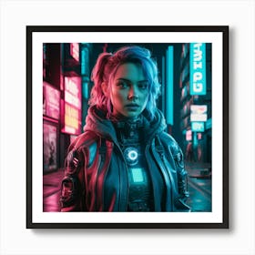 Girl In A Futuristic City Art Print