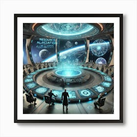 A Futuristic Sci Fi Scene Depicting The Stellar Co 1 Art Print