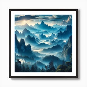 Sky Blue mountains Art Print