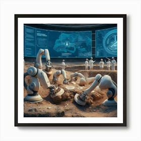 Robots In Space Art Print