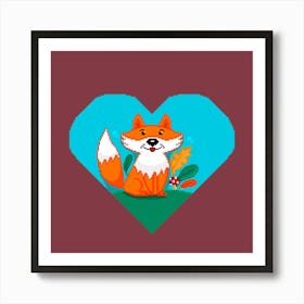 Fox In A Heart Art Print