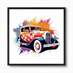 Vintage Car Painting Art Print