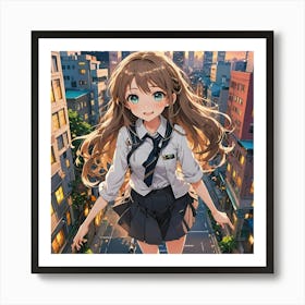 Anime Girl In School Uniform Art Print