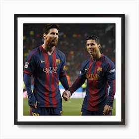 Two Soccer Players Holding Hands Art Print