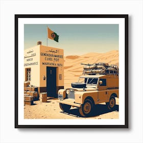 Mauritania border post. Vintage  Art Print