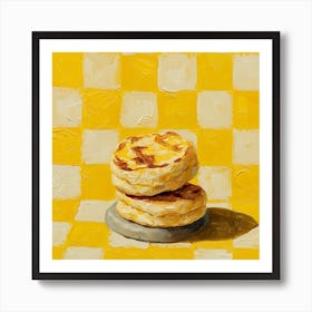 Tea Cakes Yellow Checkerboard 1 Art Print