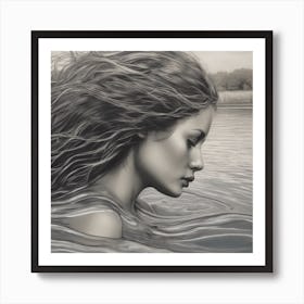 Girl In The Water 3 Art Print