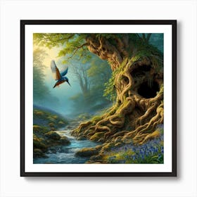 Kingfisher In The Forest 15 Art Print