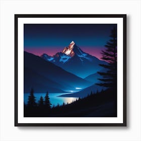 Mountain Landscape At Dusk Art Print