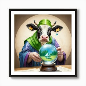 Cow With A Crystal Ball Art Print