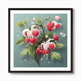 Flowers of Bleeding heart, Vector art Art Print