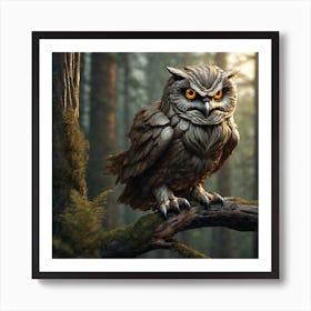 Owl In The Woods 40 Art Print