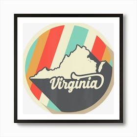 Vintage Virginia Va Home State Retro Teal Gift Art Print