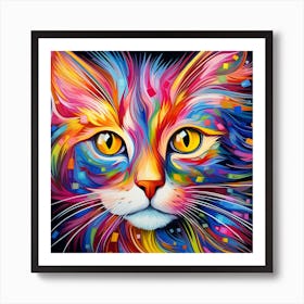 Colorful Cat Painting 3 Art Print