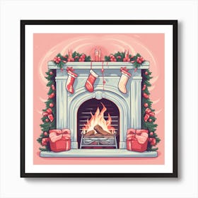 Christmas Fireplace 12 Art Print