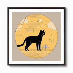 Cat On The Beach Art Print