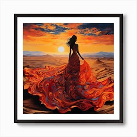 Woman In A Red Dress Art Print