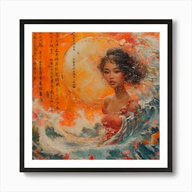 Chinese Girl In The Ocean Art Print