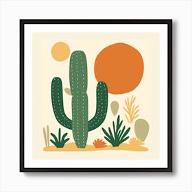 Rizwanakhan Simple Abstract Cactus Non Uniform Shapes Petrol 4 Art Print