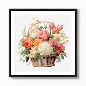 Flowers In A Basket 1 Art Print