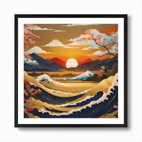 The Sun with a Great Wave Art Print